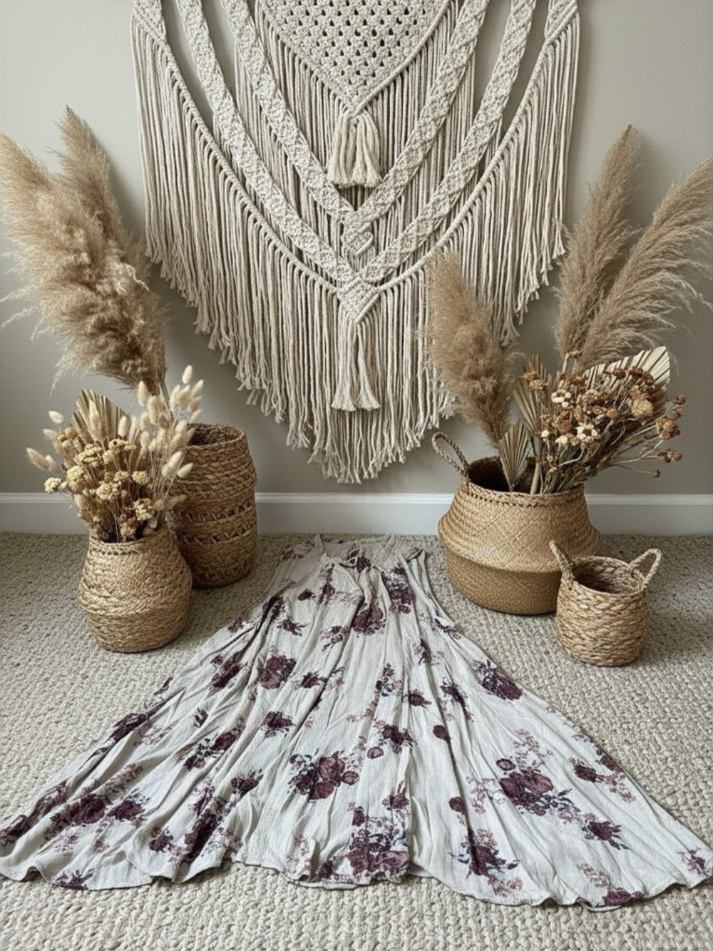 Free People Cream Floral Tie-Front Knit Top